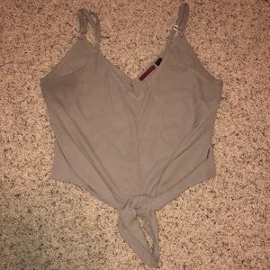 Gray/Brown Buckle Crop Top